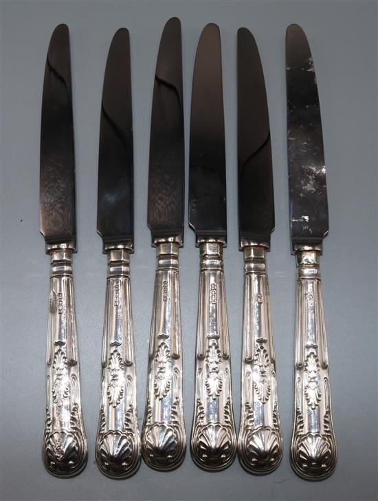 6 modern silver handled dessert knives